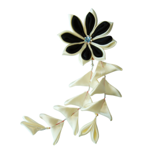 Flower hair clips for Japanese kimono-White-Black, Flower88