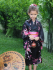 Girl Yukata Kimono Black 4-11 Year