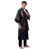 Black Japanese Reversible Satin Kimono Robe for Men QKK10M