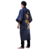 Navy Blue Japanese Reversible Satin Kimono Robe for Men QKU1M