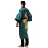 Green Japanese Reversible Satin Kimono Robe for Men QKG4M