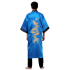 Blue-Black Japanese Reversible Satin Kimono Robe for Men QKB1M