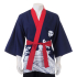 Navy Blue Japanese Costume Happi Kimono Coat Huppi45