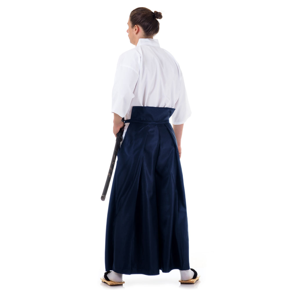 Japanese Samurai Kimono Set 3 pieces Kendo Gi + Hakama Pants + Haori Kimono  Cotton Grey blue & White
