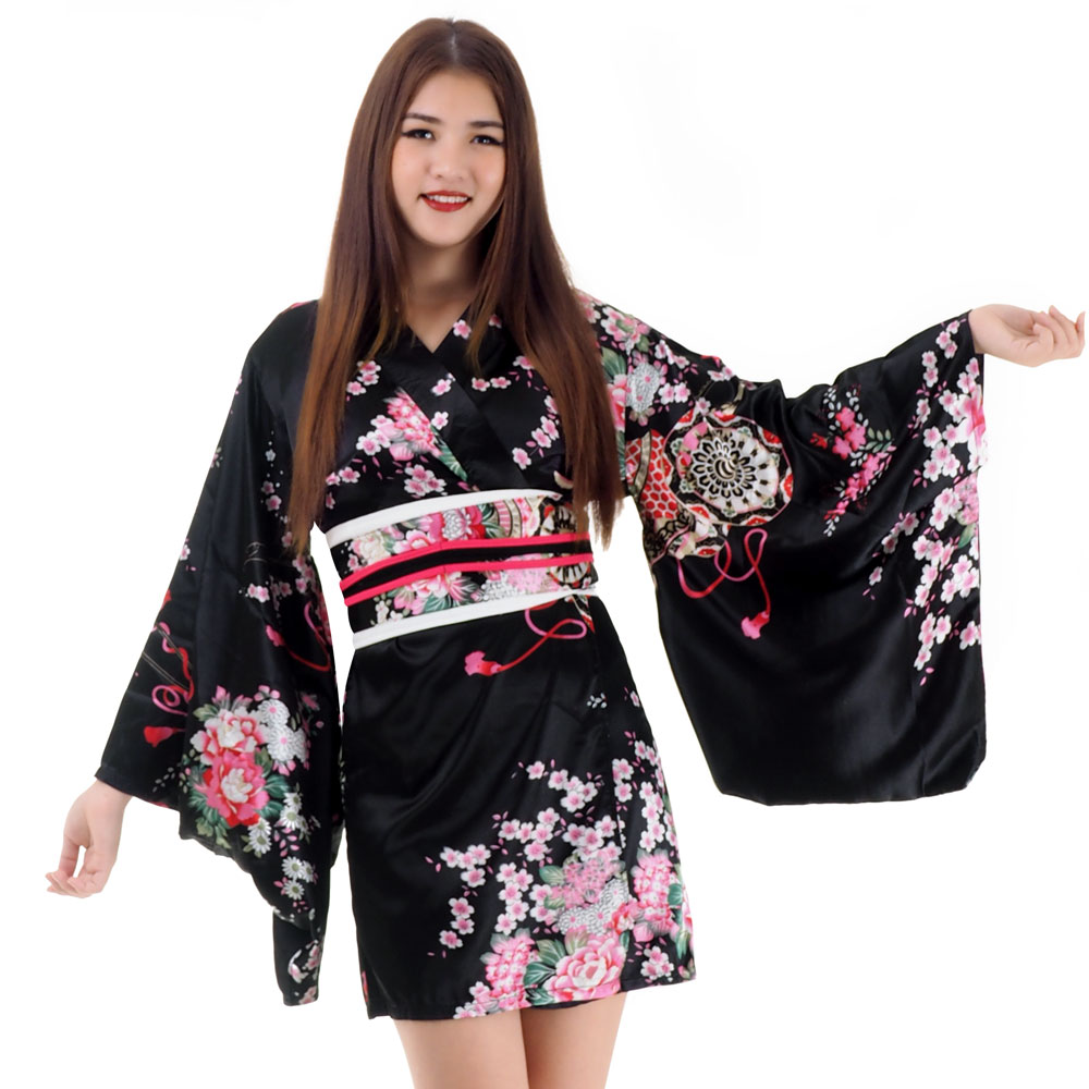 black japanese kimono dress