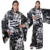 Woman Kimono Japanese Yukata Black XK125