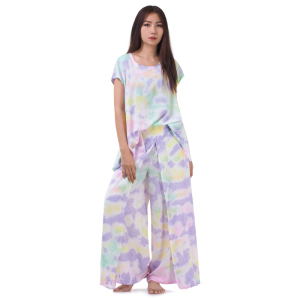 Set of Tie Dye Blouse and Skirt Pants in Purple Tone RBB4