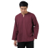 Natural Cotton Hippie Casual Long Sleeve Shirt in Claret Red RNM488