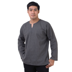 Natural Cotton Hippie Casual Long Sleeve Shirt in Grey RNM491