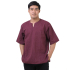 Natural Cotton Hippie Casual Short Sleeve Shirt in Claret Red RNM493