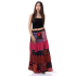 Claret red Patchwork Long Skirt Bohemian Style KP354