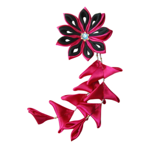 Flower hair clips for Japanese kimono-Pink-Black, Flower87