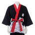 Black with wave printed Japanese happi kimono coat Huppi46